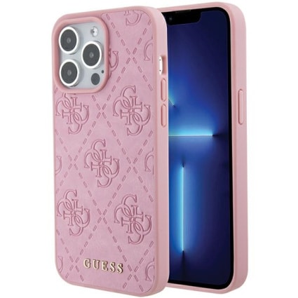 Guess Leather 4G Stamped Hardcase iPhone 15 Pro Max Ρόζ