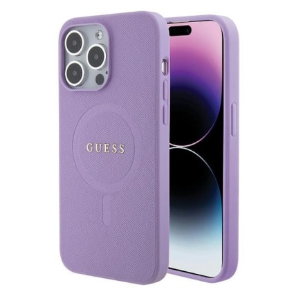 Guess Saffiano MagSafe Hardcase iPhone 15 Pro Max Λιλά